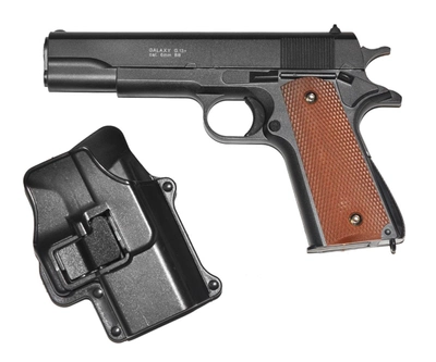 Страйкбольний пістолет з кобурою Colt M1911 Galaxy G13+ метал пластик чорний