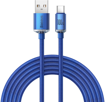 Kabel Baseus Crystal Shine Series Fast Charging Data Cable USB to Type-C 100 W 2 m Blue (CAJY000503)