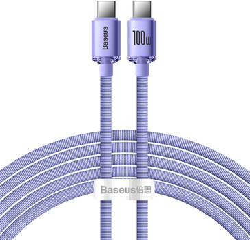 Kabel Baseus Crystal Shine Series Fast Charging Data Cable Type-C to Type-C 100 W 1.2 m Purple (CAJY000605)