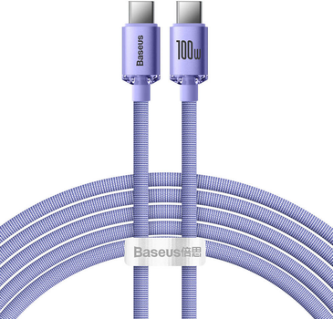 Kabel Baseus Crystal Shine Series Fast Charging Data Cable Type-C to Type-C 100 W 2 m Purple (CAJY000705)
