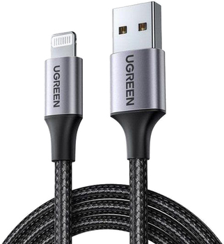 Kabel Ugreen US291 USB Type-A 2.0 - Lightning, MFI, 1.5 m Black (6957303861576)