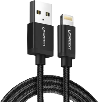 Kabel Ugreen USB Type-A - Apple Lightning 1 m MFi Black (6957303861569)