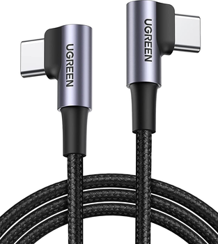 Kabel Ugreen US323 Angled USB Type-C to Angled USB Type-C 60 W Cable Aluminum Case with Braided 3 A 2 m Black (6957303875313)