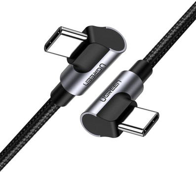 Кабель Ugreen US323 Angled USB Type-C to Angled USB Type-C 60 Вт Cable Aluminum Case with Braided 3 А 2 м Black (6957303875313)