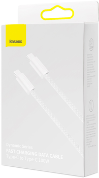 Kabel Baseus Dynamic Series Fast Charging Data Cable Type-C to Type-C 100 W 2 m White (CALD000302)