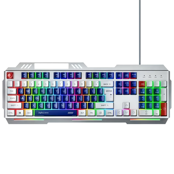 Клавиатура INPHIC K9 MECHA проводная полноразмерная с регулируемой RGB подсветкой, бесшумная, сине-белый (Eng)