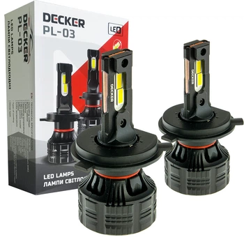 Лампа светодиодная для фар DECKER LED PL-03 H4 5000K 12000LM 2 шт комплект