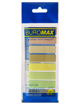 Закладки пластикові з клейким шаром BM.2307-99 Pastel 45х12мм 8х25арк асорті (1/24)