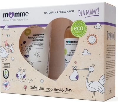 Zestaw MomMe Dla Mamy intensywna kuracja przeciw rozstępom 150 ml + delikatny żel do mycia ciała i higieny intymnej 150 ml (5901867230508)