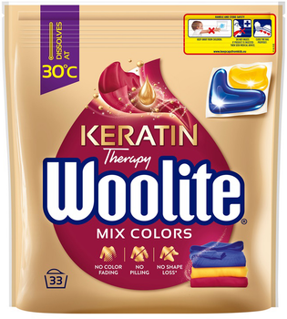 Капсули для прання Woolite Keratin Therapy Mix Colors захист кольору з кератином 33 шт (5900627094152)