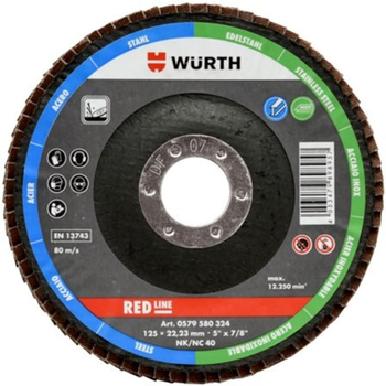 Круг Wurth лепестковый DOMED-BR22.23-G80-D125 RED LINE (0579580328)
