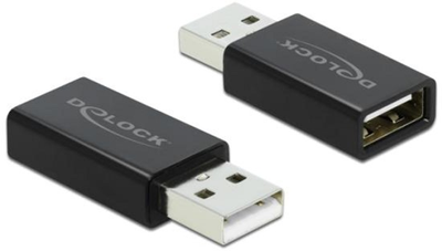 Adapter Delock USB Type-A M/F Data Blocker Black (4043619665297)