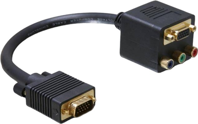 Adapter Delock VGA - VGA + 3 x RCA M/F Black (4043619650590)