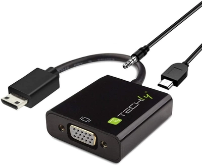 Адаптер Techly HDMI mini C - VGA + micro-USB + Audio Black (8057685302921)
