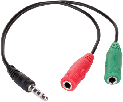 Kabel Akyga miniJack 3.5 mm - 2x miniJack 3.5 mm M/F 0.15 m Black (5901720131959)