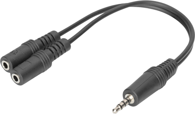 Kabel adapter Digitus mini Jack 3.5 mm - 2 x mini Jack 3.5 mm M/F 0.2 m Black (4016032437406)