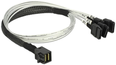 Kabel Delock mini SAS - 4 x SATA M/F 0.5 m Black (4043619833924)
