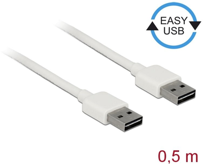 Kabel Delock USB A- USB Type-A M/M 0.5 m White (4043619851928)