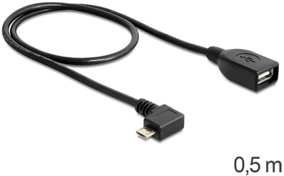 Kabel kątowy Delock micro-USB - USB Type-A M/F 0.5 m Black (4043619832712)