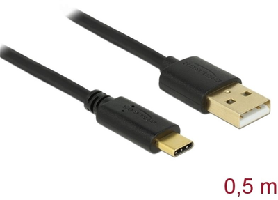 Kabel Delock USB Type-C - USB Type-A M/M 0.5 m Black (4043619833269)