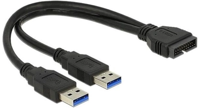 Kabel Delock USB Pin header -2 x USB Type-A M/M 0.25 m Black (4043619839100)