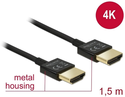 Kabel Delock HDMI A - HDMI A M/M 1.5 m Black (4043619847723)