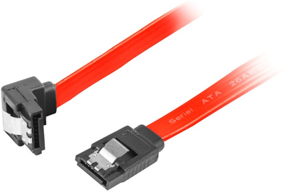 Kabel kątowy Lanberg SATA III F/F 0.3 m Red (5901969419436)