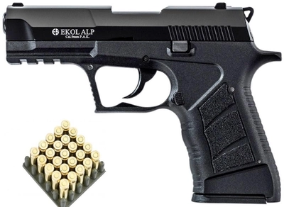 Стартовий шумовий пістолет Ekol ALP Black + 20 холостих набоїв (9 мм)