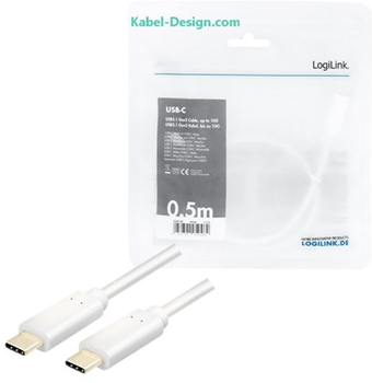 Кабель LogiLink USB Type-C 3.2 M/M 0.5 м White (4052792050462)