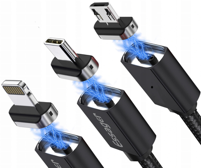 Kabel Msonic 3 w 1 micro-USB - USB Type-C - Lightning 1 m Black (4718308535679)