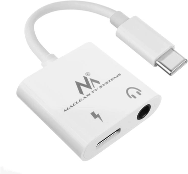 Kabel adapter Maclean USB Type-C - miniJack 3.5 m White (5902211128458)