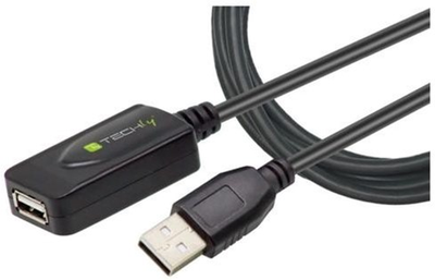 Kabel przedłużacz Techly USB Type-A M/F 20 m Black (8059018362220)