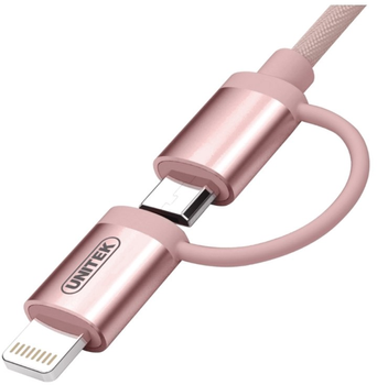 Kabel Unitek USB Type-A - micro-USB + Lightning 1 m Rose Gold (4894160032201)