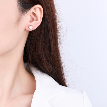 Жіночі сережки гвоздики вставка прозорий камінь колір сріблястий