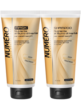 Zestaw do pielęgnacji włosów Numero z masłem Shea odżywiająca maska 300 ml + szampon 300 ml (5904063870509)
