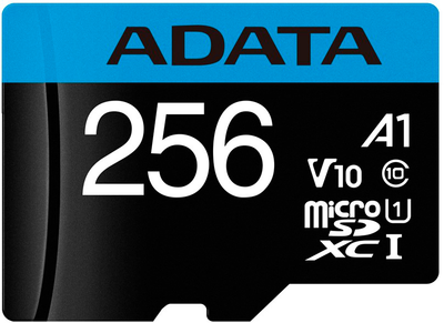 Карта памяти ADATA MICRO SDXC 256GB W/AD. AUSDX256GUICL10A1-RA1