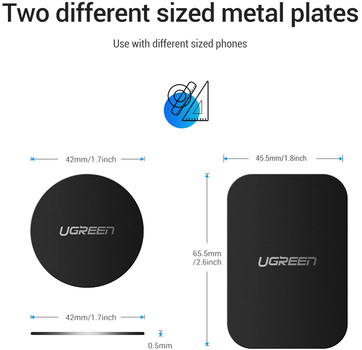 Płytki do uchwytu UGREEN LP123 Rounded Metal Plate for Magnetic Phone Stand 2 Pack Black (6957303838363)