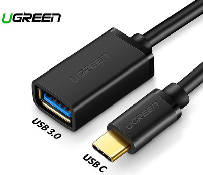 Adapter Ugreen US154 USB Type-C - USB 3.0 OTG 10 cm Black (6957303837014)