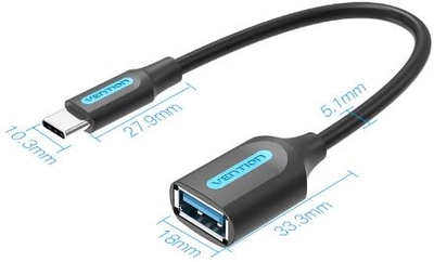 Кабель Vention USB 3.1 (Gen 1) Type-C - OTG USB 3.0 AF Black (6922794749412)