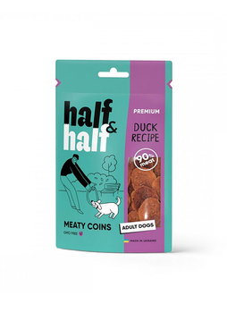 Лакомства для собак Half&Half в форме мясных монеток с уткой, 100 г