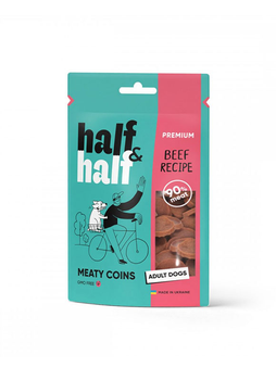 Лакомства для собак Half&Half в форме мясных монеток с говядиной, 100 г