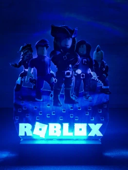 Переносной детский ночник Роблокс Roblox с USB разъемом (на чёрной подставке, дизайн 25)