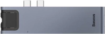 USB Hub Baseus Thunderbolt C Pro Seven-in-one Dual Type-C CAHUB-L0G to USB 3.0 x 2 + HDMI + RJ-45 Ethernet + Type-C PD + microSD + SD card Gray (CAHUB-L0G)