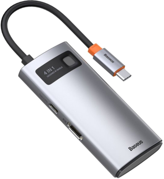 USB-хаб Baseus Metal Gleam Series 4-in-1 Multifunctional Type-C HUB Docking Station Gray (CAHUB-CY0G)