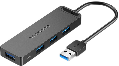 USB Hub Vention 4-Port z microUSB zasilaniem 0.15 m Black (6922794746626)