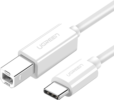 Kabel Ugreen US241 USB Type-C 2.0 to USB Type-B 2.0 Print Cable 1 m White (6957303845606)