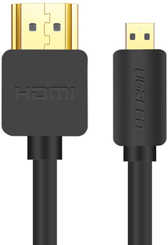 Kabel Ugreen HD127 micro HDMI to HDMI v2.0 UltraHD 4K-3D 1 m Black (6957303831487)