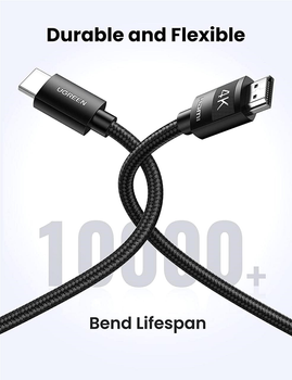 Кабель Ugreen HD119 4K HDMI Cable Male to Male Braided 2 м Black (6957303841011)