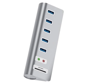 USB хаб Acasis 5U-SACR 9 в 1 алюминиевый hub картридер аудио звуковая карта