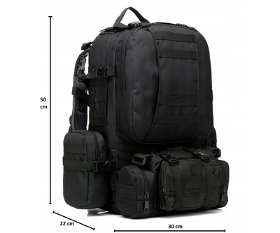 Военный рюкзак Mil-tec 36 л с подсумками Черный Тактический рюкзак Defense Pack Assembly на 36 литров с системой MOLLE Армейский Штурмовой Рюкзак